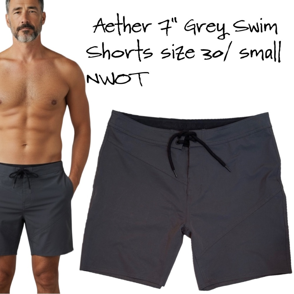 Aether 7” Grey Swim Shorts size  30/small NWOT - Picture 3 of 11